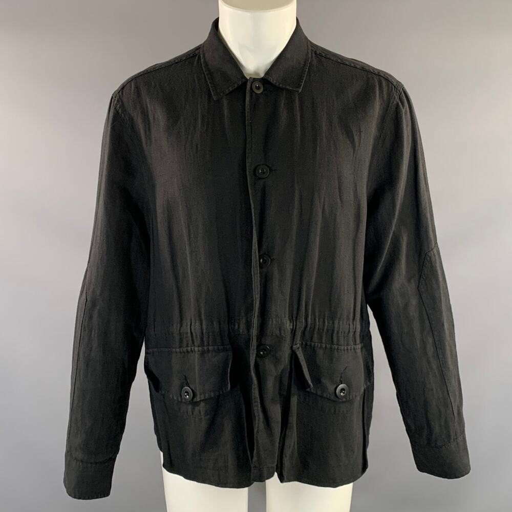 OUR LEGACY Size M Black Linen Cotton & Silk Button Up Long Sleeve Shirt